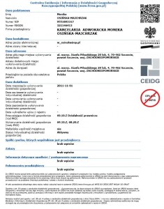 Polen Register der Gewerbetätigkeit, Zentrale Gewerberegister aus polen, Zentralregister für die gewerbliche aus Polen