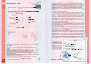 gekürzte Heiratsurkunde versehen mit einer Apostille aus Polen - polnische Heiratsurkunde versehen mit einer Apostille