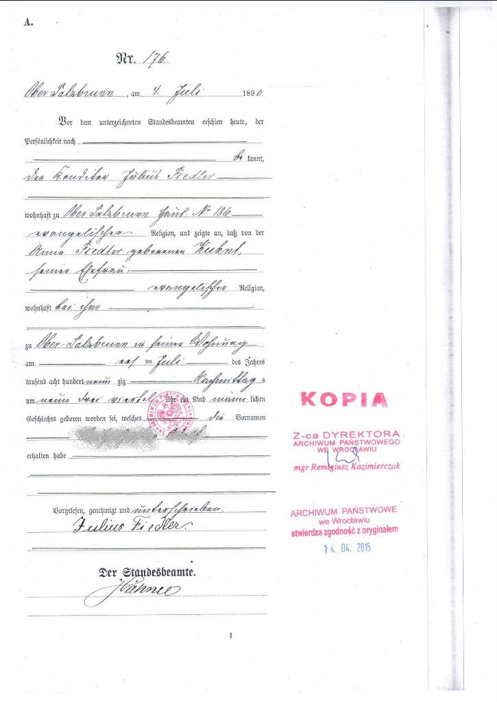 Geburtsurkunde aus polen